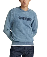 G-Star Men's Indigo Distressed Logo Sweatshirt