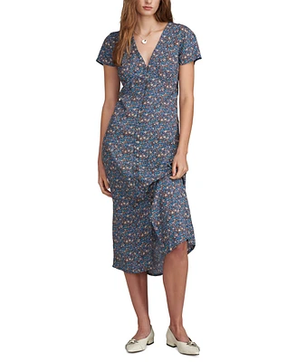 Lucky Brand Women's Floral Print Button Front Midi Dress