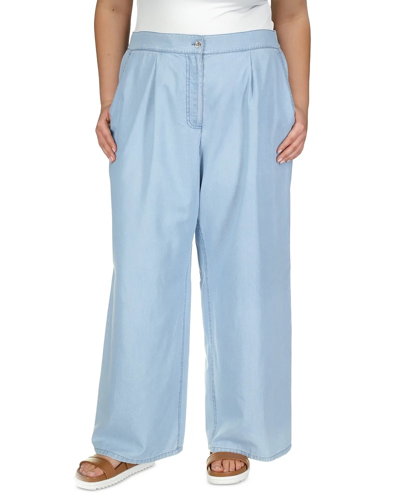 Michael Kors Plus Chambray Wide-Leg Pants