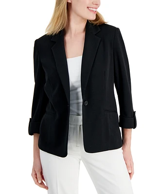 Ak Anne Klein Petite 3/4-Sleeve One-Button Blazer