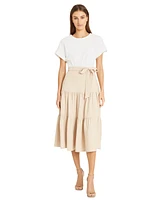 Donna Morgan Women's Colorblocked Tiered Midi Dress