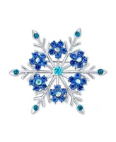 Bling Jewelry Large Multi Color Ice Blue Frozen Winter Flower Snowflake Brooch Pin Crystal Holiday Party Frozen Winter Rhodium Plated Alloy