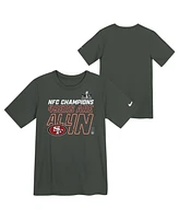 Big Boys and Girls Nike Anthracite San Francisco 49ers 2023 Nfc Champions Locker Room Trophy Collection T-shirt