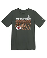 Big Boys and Girls Nike Anthracite Kansas City Chiefs 2023 Afc Champions Locker Room Trophy Collection T-shirt