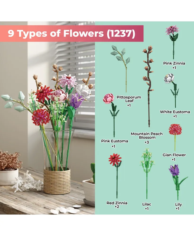 Contixo Spring Bouquet Floral Collection Building Block Set - 1237 Pcs