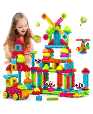Contixo Stem Building Toys, 144 pcs Bristle Shape 3D Tiles Construction Educational Block, Creativity Beyond Imagination for Kids Ages 3-8
