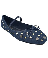 Kenneth Cole New York Women's Myra Stud Mary Jane Flats - Denim