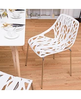 Set of 6 Accent Armless Modern Dining Chairs with Plastic Feet Pads