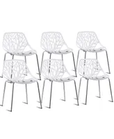 Set of 6 Accent Armless Modern Dining Chairs with Plastic Feet Pads