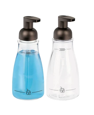 mDesign Round Refillable Foaming Hand Soap Dispenser Pump, 2 Pack - Clear/Bronze