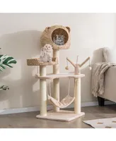 Multi-Level Cat Tree with Condo Hammock and Rotatable Hanging Balls