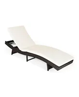 Inolait Patio Folding Chaise Lounge with 5 Adjustable Levels and Cushion