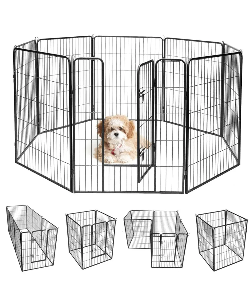 Sugift 8 Metal Panel Heavy Duty Pet Playpen Dog Fence with Door