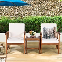 Vebreda 3PC Solid Wood Outdoor Patio Sofa Furniture Set