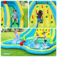 Inolait Double Side Inflatable Water Slide Park with Climbing Wall for Outdoor Without Blower