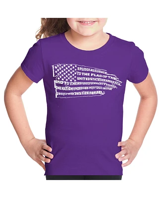 Girl's Word Art T-shirt - Pledge of Allegiance Flag