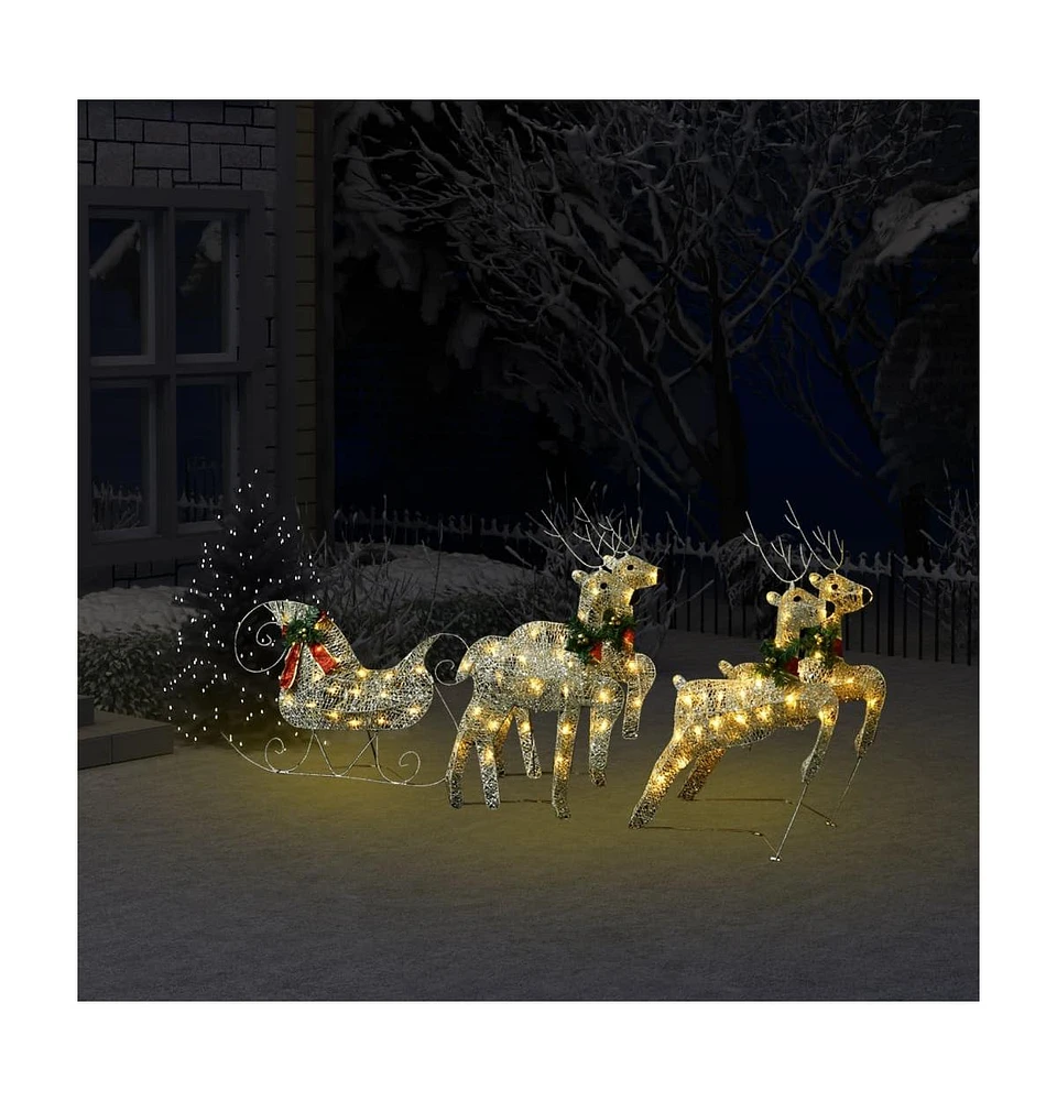 Reindeer & Sleigh Christmas Decoration 100 LEDs Outdoor Gold