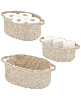 mDesign Casual Woven Cotton Rope Bathroom Basket with Handles, Set of 3