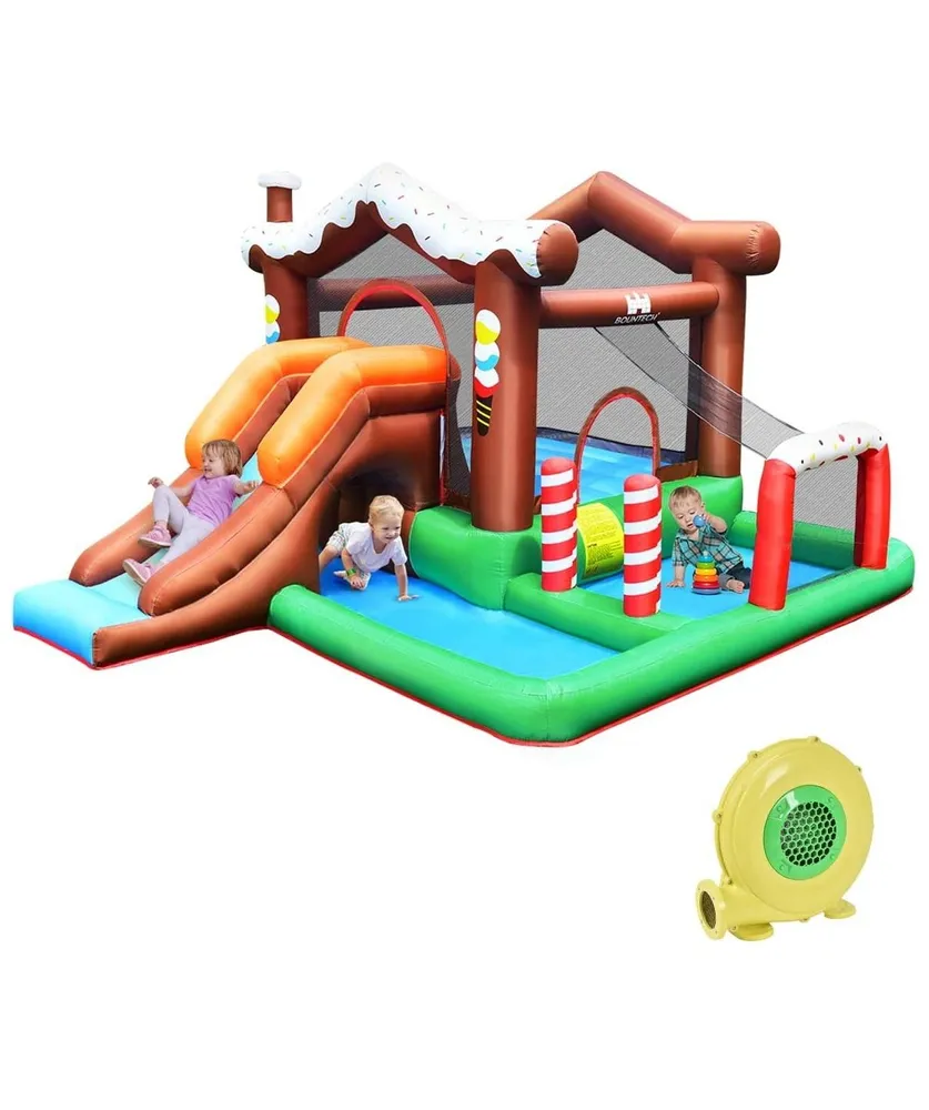 Outdoor Indoor Inflatable Kids Bounce House with 480W Air Blower