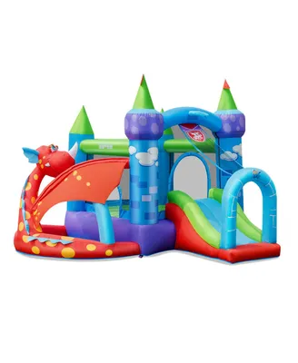 Inolait Kids Inflatable Bounce House Dragon Jumping Slide Bouncer Castle with 740W Blower