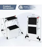 Folding 2 Step Ladder with Anti-Slip Pedal and Large Foot Pads