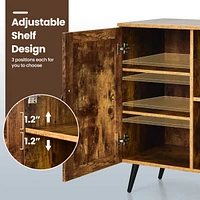 Sugift Mid-century Storage Cabinet with Single Door and Adjustable Shelves