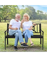 Patio Garden Bench with Powder Coated Steel Frame
