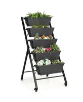 5-Tier Vertical Raised Garden Bed with Wheels and Container Boxes