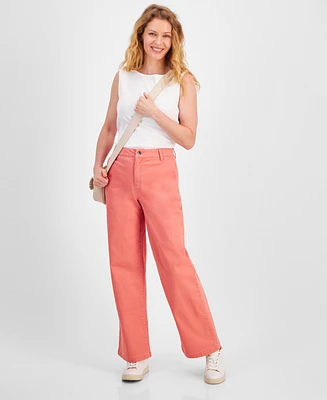 Style & Co Women's High-Rise Wide-Leg Twill Pants