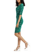 Connected Women's Polka-Dot Drape-Neck Sheath Dress