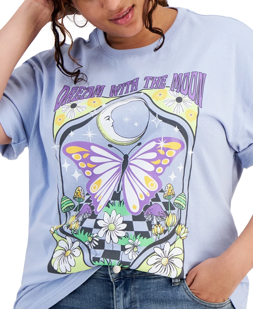 Rebellious One Trendy Plus Dream Sky Cotton Graphic T-Shirt