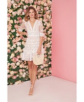 Adrianna Papell Women's V-Neck Lace Embroidery Dress