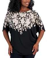 Jm Collection Plus Printed Dolman-Sleeve Top, Created for Macy's