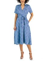 Tahari Asl Women's Printed Belted Shirtdress