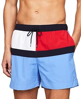 Tommy Hilfiger Men's Long Drawstring Flag 7" Swim Trunks