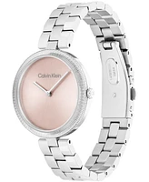 Calvin Klein Women's Gleam Silver-Tone Stainless Steel Bracelet Watch 32mm