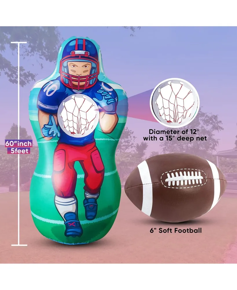 Kovot Inflatable Football Target Set - Inflates to 5 Feet Tall! - Soft Mini Toss Foot Ball Included