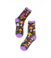 Sock Candy Women's Magic Mushrooms Black Sheer Sock