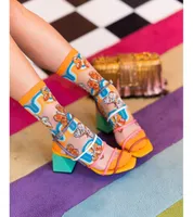 Sock Candy Women's 70s Rainbow Butterfly Sheer Sock