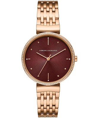 A|X Armani Exchange Women's Three-Hand Rose Gold-Tone Stainless Steel Watch 36mm, AX5912 - Rose Gold