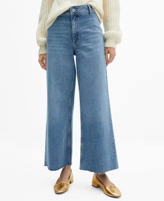 Mango Women's High Waist Culotte Jeans