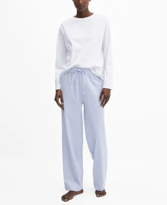 Mango Women's Two-Piece Striped Cotton Pajamas