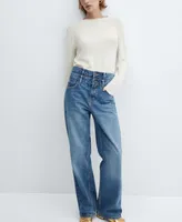 Mango Women's Double-Waist Straight Jeans