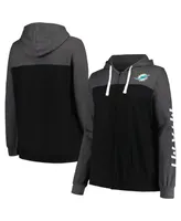 Women's Fanatics Heather Charcoal Miami Dolphins Plus Size City Ties Full-Zip Hoodie