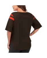 Women's G-iii 4Her by Carl Banks Brown Cleveland Browns Plus Size Linebacker T-shirt