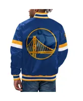 Men's Starter Royal Golden State Warriors Home Game Satin Full-Snap Varsity Jacket