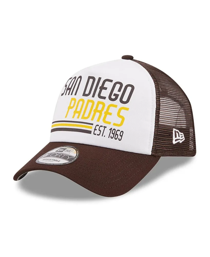 Men's New Era White, Brown San Diego Padres Stacked A-Frame Trucker 9FORTY Adjustable Hat