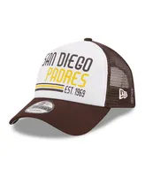 Men's New Era White, Brown San Diego Padres Stacked A-Frame Trucker 9FORTY Adjustable Hat