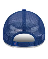 Men's New Era White, Royal Chicago Cubs Stacked A-Frame Trucker 9FORTY Adjustable Hat