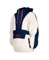 Women's 5th & Ocean by New Era Cream Uswnt Athleisure Sherpa Half-Zip Hoodie